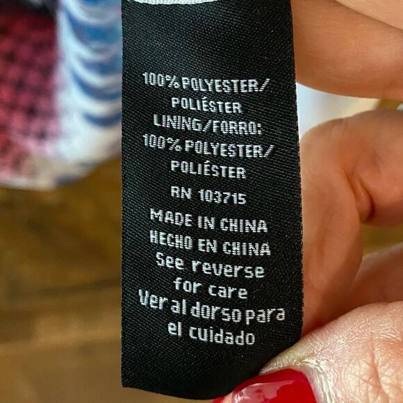 Sharagano M Blue Orange Smocked Stretch Wide Stripe Long Sleeve Dress - Picture 9 of 11